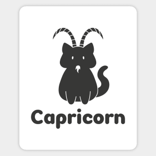 Capricorn Cat Zodiac Sign with Text (Black and White) Sticker